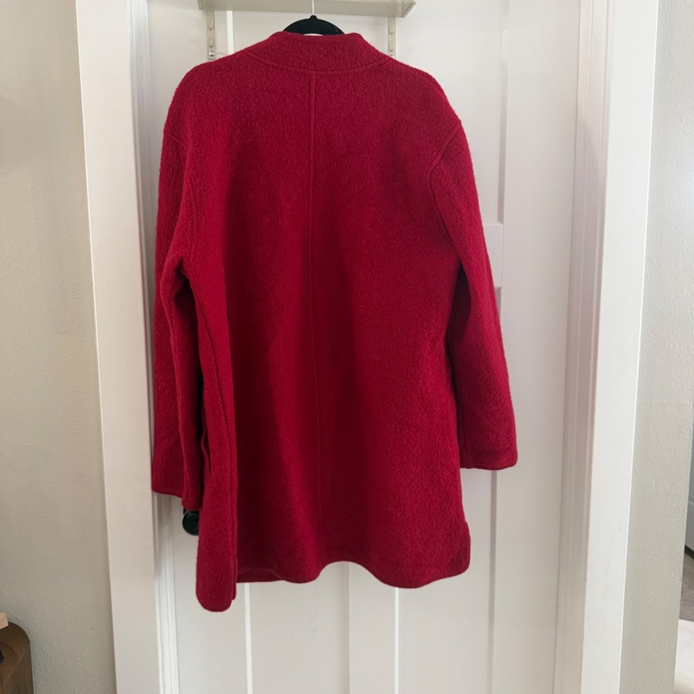 Appleseeds Red Boiled Wool Coat Womens Large Ornate Silver Button Stand Collar - Picture 9 of 9